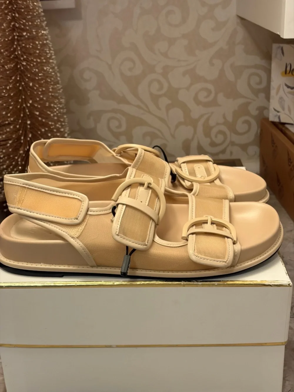 Zara Cream Buckle Sport Sandals - Picture 10 of 14